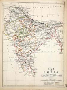 William Blackwood and Sons tarafından yayınlanan Hindistan Haritası, Edinburgh und London, 1848 (el renkli gravür)